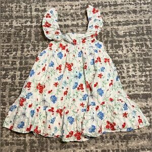 Janie and Jack - Girls Red White & Blue Ruffled Floral Dress, Size - 5